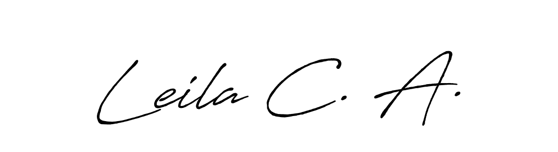 How to make Leila C. A. name signature. Use Antro_Vectra_Bolder style for creating short signs online. This is the latest handwritten sign. Leila C. A. signature style 7 images and pictures png