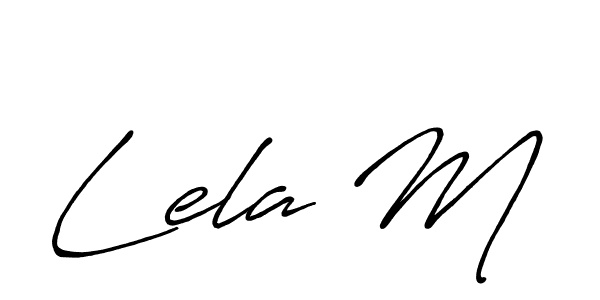 How to make Lela M name signature. Use Antro_Vectra_Bolder style for creating short signs online. This is the latest handwritten sign. Lela M signature style 7 images and pictures png