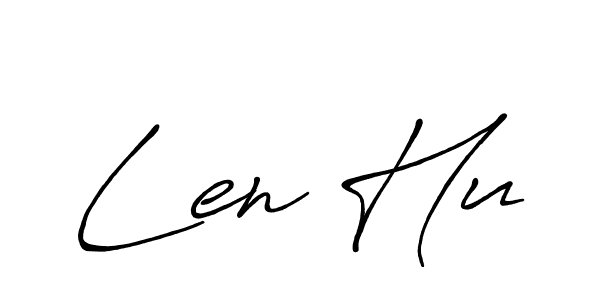 How to make Len Hu name signature. Use Antro_Vectra_Bolder style for creating short signs online. This is the latest handwritten sign. Len Hu signature style 7 images and pictures png