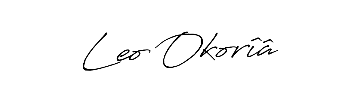 You should practise on your own different ways (Antro_Vectra_Bolder) to write your name (Leo Okorîâ) in signature. don't let someone else do it for you. Leo Okorîâ signature style 7 images and pictures png