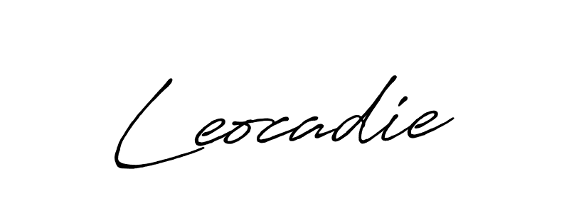 How to make Leocadie name signature. Use Antro_Vectra_Bolder style for creating short signs online. This is the latest handwritten sign. Leocadie signature style 7 images and pictures png