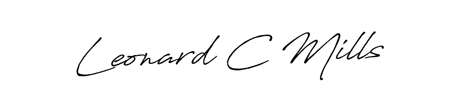 Leonard C Mills stylish signature style. Best Handwritten Sign (Antro_Vectra_Bolder) for my name. Handwritten Signature Collection Ideas for my name Leonard C Mills. Leonard C Mills signature style 7 images and pictures png