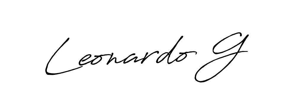 The best way (Antro_Vectra_Bolder) to make a short signature is to pick only two or three words in your name. The name Leonardo G include a total of six letters. For converting this name. Leonardo G signature style 7 images and pictures png