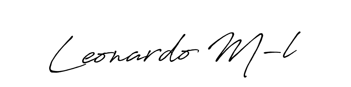 if you are searching for the best signature style for your name Leonardo M-l. so please give up your signature search. here we have designed multiple signature styles  using Antro_Vectra_Bolder. Leonardo M-l signature style 7 images and pictures png