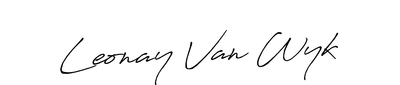 The best way (Antro_Vectra_Bolder) to make a short signature is to pick only two or three words in your name. The name Leonay Van Wyk include a total of six letters. For converting this name. Leonay Van Wyk signature style 7 images and pictures png