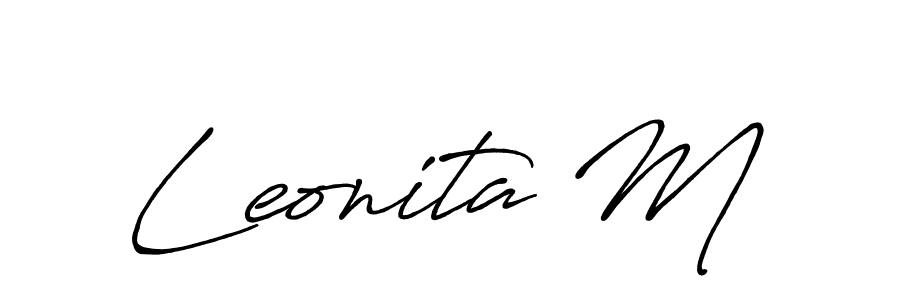 Similarly Antro_Vectra_Bolder is the best handwritten signature design. Signature creator online .You can use it as an online autograph creator for name Leonita M. Leonita M signature style 7 images and pictures png
