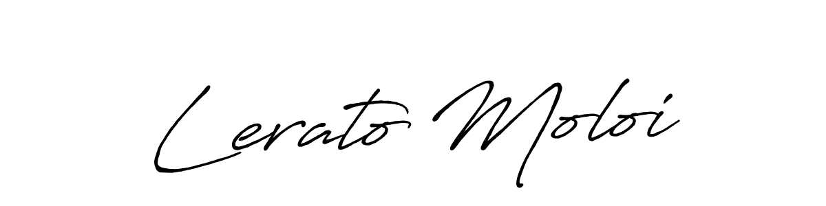 How to make Lerato Moloi name signature. Use Antro_Vectra_Bolder style for creating short signs online. This is the latest handwritten sign. Lerato Moloi signature style 7 images and pictures png
