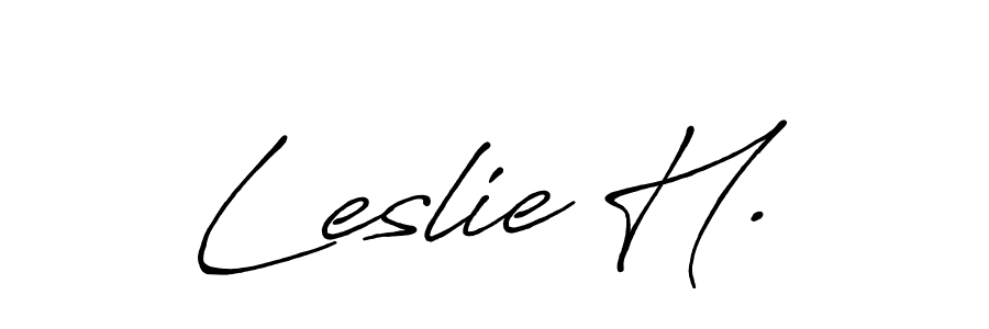 How to make Leslie H. name signature. Use Antro_Vectra_Bolder style for creating short signs online. This is the latest handwritten sign. Leslie H. signature style 7 images and pictures png