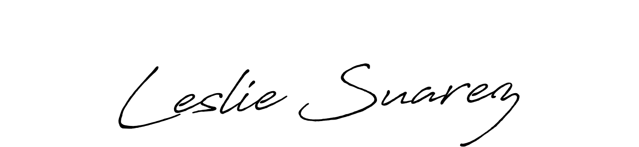 Create a beautiful signature design for name Leslie Suarez. With this signature (Antro_Vectra_Bolder) fonts, you can make a handwritten signature for free. Leslie Suarez signature style 7 images and pictures png