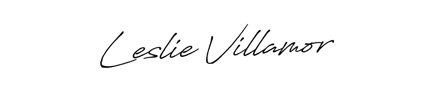 How to make Leslie Villamor name signature. Use Antro_Vectra_Bolder style for creating short signs online. This is the latest handwritten sign. Leslie Villamor signature style 7 images and pictures png