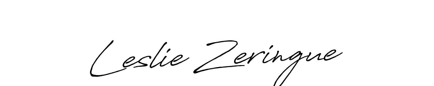 How to make Leslie Zeringue name signature. Use Antro_Vectra_Bolder style for creating short signs online. This is the latest handwritten sign. Leslie Zeringue signature style 7 images and pictures png