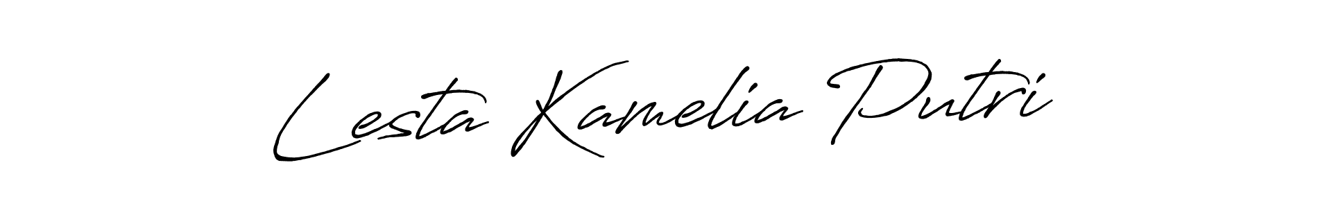 How to make Lesta Kamelia Putri name signature. Use Antro_Vectra_Bolder style for creating short signs online. This is the latest handwritten sign. Lesta Kamelia Putri signature style 7 images and pictures png