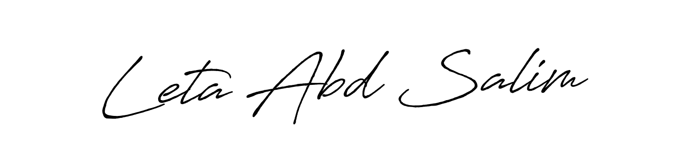 Create a beautiful signature design for name Leta Abd Salim. With this signature (Antro_Vectra_Bolder) fonts, you can make a handwritten signature for free. Leta Abd Salim signature style 7 images and pictures png