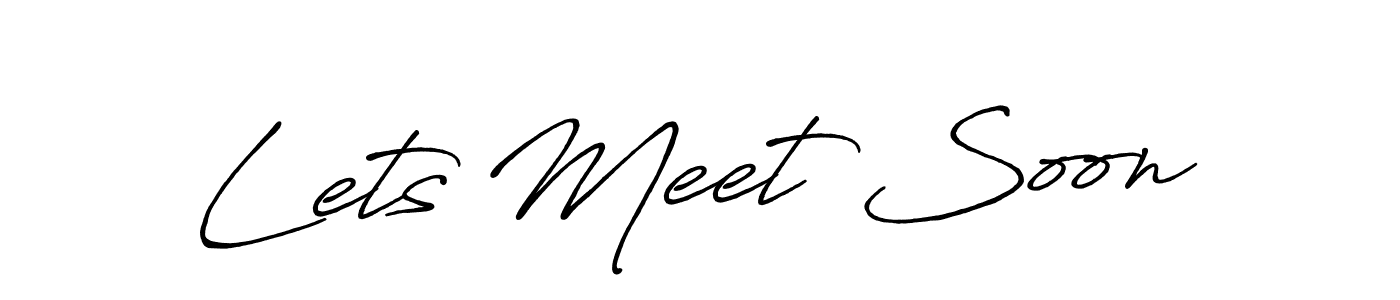 The best way (Antro_Vectra_Bolder) to make a short signature is to pick only two or three words in your name. The name Lets Meet Soon include a total of six letters. For converting this name. Lets Meet Soon signature style 7 images and pictures png