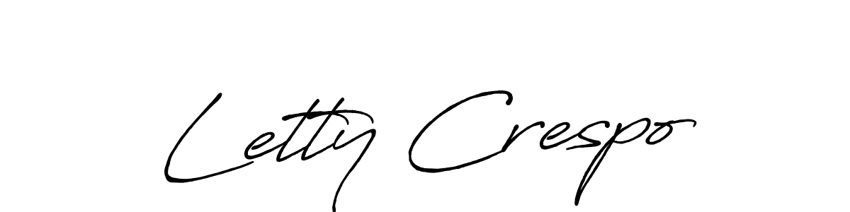 You should practise on your own different ways (Antro_Vectra_Bolder) to write your name (Letty Crespo) in signature. don't let someone else do it for you. Letty Crespo signature style 7 images and pictures png