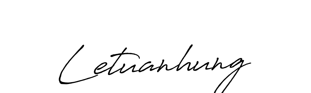 Design your own signature with our free online signature maker. With this signature software, you can create a handwritten (Antro_Vectra_Bolder) signature for name Letuanhung. Letuanhung signature style 7 images and pictures png