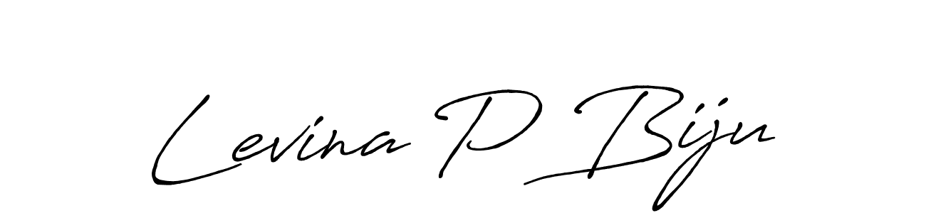 How to make Levina P Biju signature? Antro_Vectra_Bolder is a professional autograph style. Create handwritten signature for Levina P Biju name. Levina P Biju signature style 7 images and pictures png
