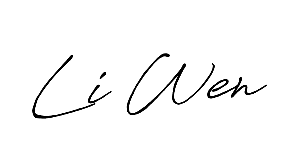 Li Wen stylish signature style. Best Handwritten Sign (Antro_Vectra_Bolder) for my name. Handwritten Signature Collection Ideas for my name Li Wen. Li Wen signature style 7 images and pictures png