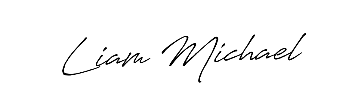 The best way (Antro_Vectra_Bolder) to make a short signature is to pick only two or three words in your name. The name Liam Michael include a total of six letters. For converting this name. Liam Michael signature style 7 images and pictures png