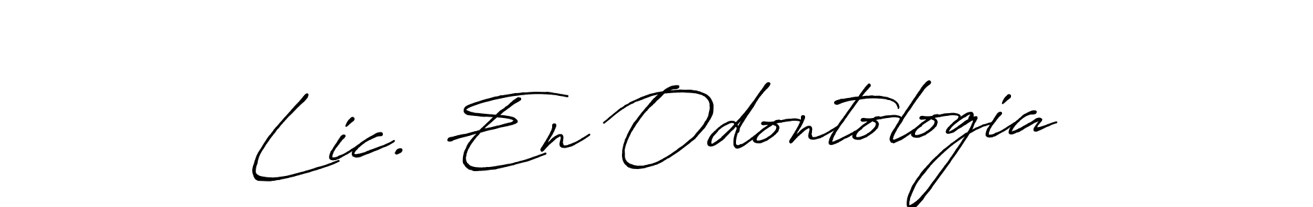 Antro_Vectra_Bolder is a professional signature style that is perfect for those who want to add a touch of class to their signature. It is also a great choice for those who want to make their signature more unique. Get Lic. En Odontologia name to fancy signature for free. Lic. En Odontologia signature style 7 images and pictures png