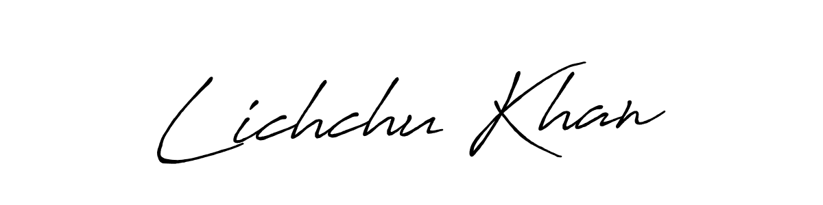 if you are searching for the best signature style for your name Lichchu Khan. so please give up your signature search. here we have designed multiple signature styles  using Antro_Vectra_Bolder. Lichchu Khan signature style 7 images and pictures png