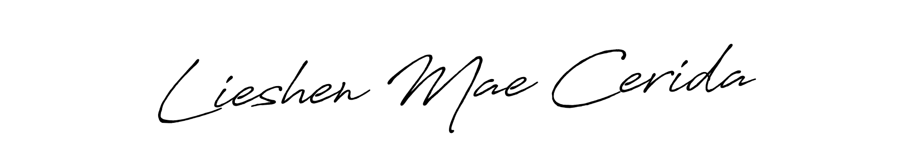 Create a beautiful signature design for name Lieshen Mae Cerida. With this signature (Antro_Vectra_Bolder) fonts, you can make a handwritten signature for free. Lieshen Mae Cerida signature style 7 images and pictures png