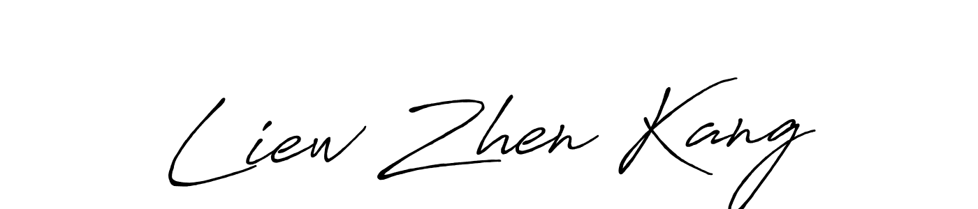 How to make Liew Zhen Kang name signature. Use Antro_Vectra_Bolder style for creating short signs online. This is the latest handwritten sign. Liew Zhen Kang signature style 7 images and pictures png