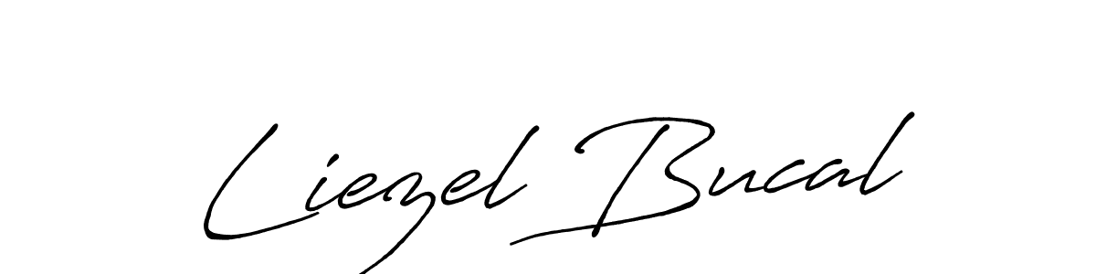 How to make Liezel Bucal name signature. Use Antro_Vectra_Bolder style for creating short signs online. This is the latest handwritten sign. Liezel Bucal signature style 7 images and pictures png