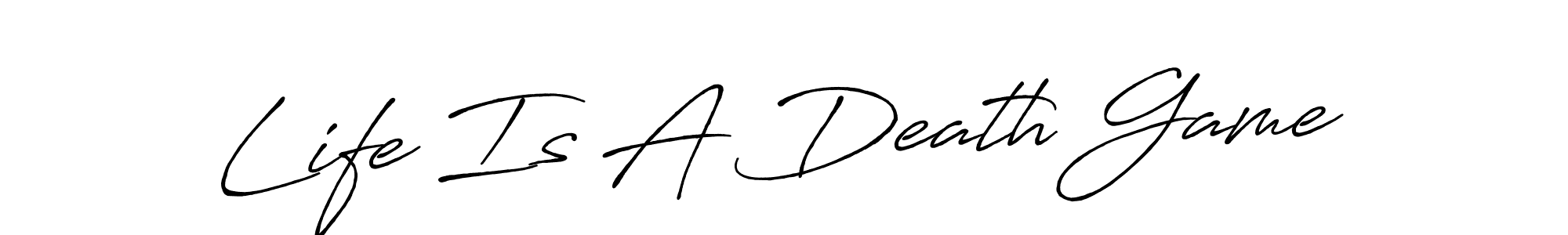 Antro_Vectra_Bolder is a professional signature style that is perfect for those who want to add a touch of class to their signature. It is also a great choice for those who want to make their signature more unique. Get Life Is A Death Game name to fancy signature for free. Life Is A Death Game signature style 7 images and pictures png