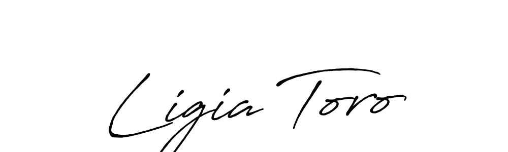 How to make Ligia Toro name signature. Use Antro_Vectra_Bolder style for creating short signs online. This is the latest handwritten sign. Ligia Toro signature style 7 images and pictures png
