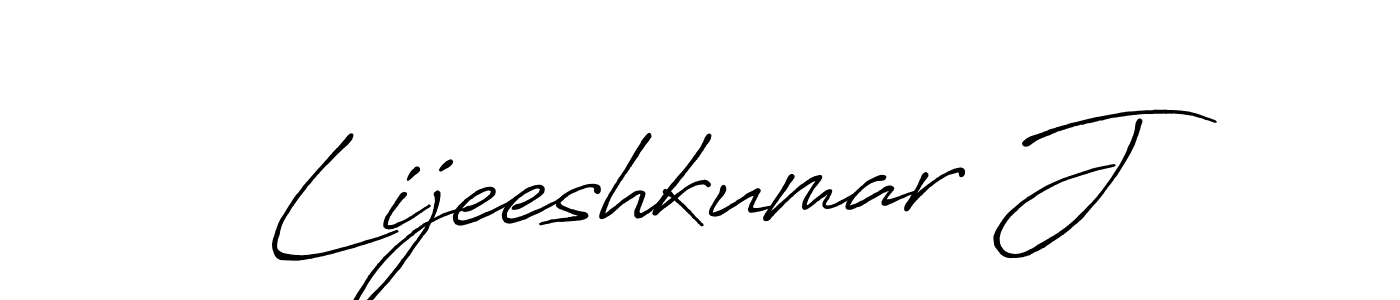 How to make Lijeeshkumar J name signature. Use Antro_Vectra_Bolder style for creating short signs online. This is the latest handwritten sign. Lijeeshkumar J signature style 7 images and pictures png
