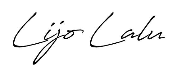 A modern signature idea for name Lijo Lalu using Antro_Vectra_Bolder font. Clean strokes and elegant curves make it stand out instantly. Lijo Lalu signature style 7 images and pictures png
