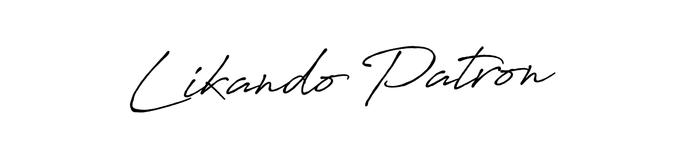 How to make Likando Patron name signature. Use Antro_Vectra_Bolder style for creating short signs online. This is the latest handwritten sign. Likando Patron signature style 7 images and pictures png