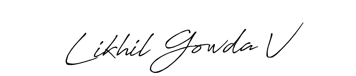 The best way (Antro_Vectra_Bolder) to make a short signature is to pick only two or three words in your name. The name Likhil Gowda V include a total of six letters. For converting this name. Likhil Gowda V signature style 7 images and pictures png