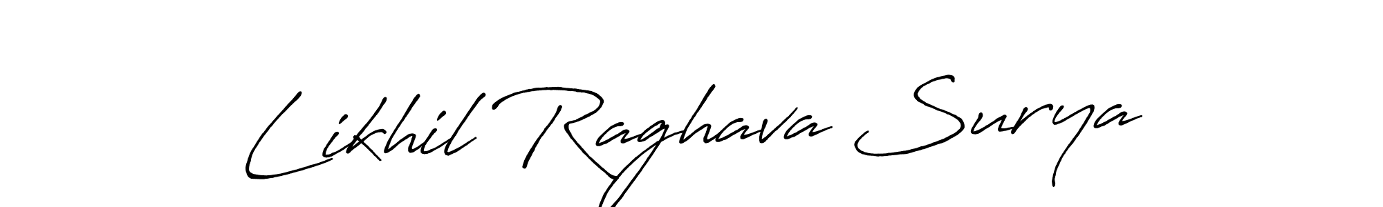 How to make Likhil Raghava Surya signature? Antro_Vectra_Bolder is a professional autograph style. Create handwritten signature for Likhil Raghava Surya name. Likhil Raghava Surya signature style 7 images and pictures png