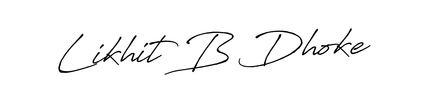 How to make Likhit B Dhoke name signature. Use Antro_Vectra_Bolder style for creating short signs online. This is the latest handwritten sign. Likhit B Dhoke signature style 7 images and pictures png
