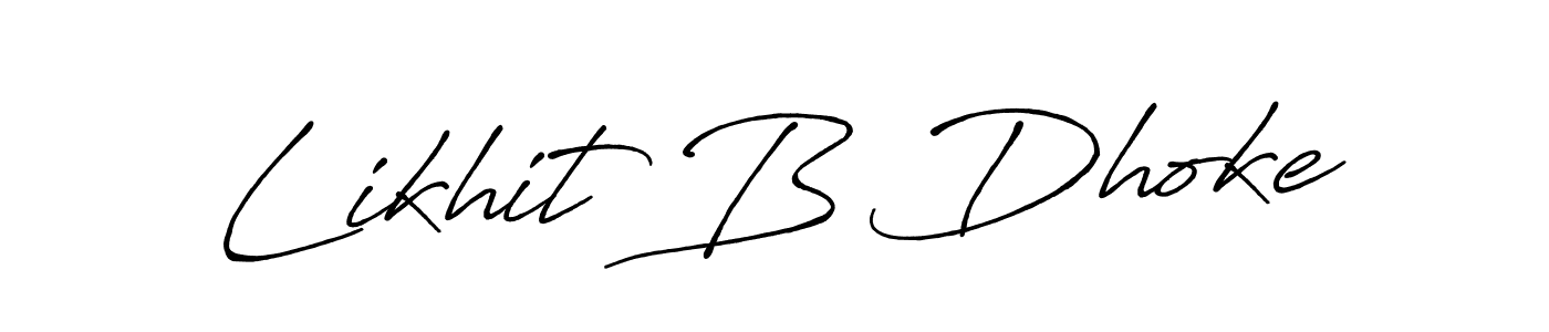 Antro_Vectra_Bolder is a professional signature style that is perfect for those who want to add a touch of class to their signature. It is also a great choice for those who want to make their signature more unique. Get Likhit B Dhoke name to fancy signature for free. Likhit B Dhoke signature style 7 images and pictures png