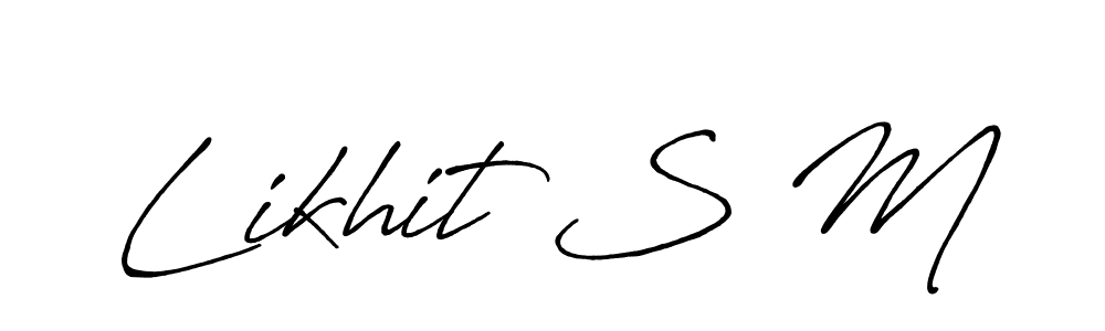 Antro_Vectra_Bolder is a professional signature style that is perfect for those who want to add a touch of class to their signature. It is also a great choice for those who want to make their signature more unique. Get Likhit S M name to fancy signature for free. Likhit S M signature style 7 images and pictures png