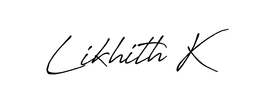 How to make Likhith K name signature. Use Antro_Vectra_Bolder style for creating short signs online. This is the latest handwritten sign. Likhith K signature style 7 images and pictures png