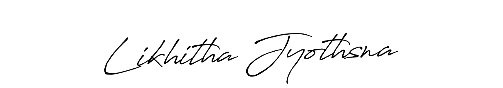 How to make Likhitha Jyothsna name signature. Use Antro_Vectra_Bolder style for creating short signs online. This is the latest handwritten sign. Likhitha Jyothsna signature style 7 images and pictures png