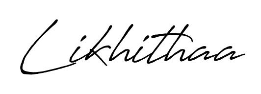 The Antro_Vectra_Bolder font transforms the name Likhithaa into an executive sign with sharp precision and distinguished character. Likhithaa signature style 7 images and pictures png