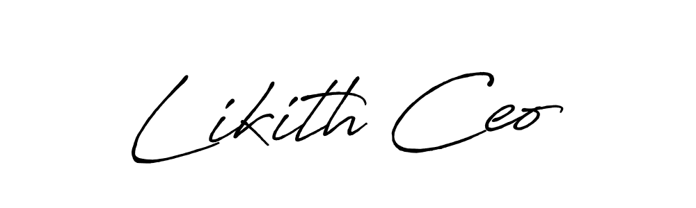 The best way (Antro_Vectra_Bolder) to make a short signature is to pick only two or three words in your name. The name Likith Ceo include a total of six letters. For converting this name. Likith Ceo signature style 7 images and pictures png