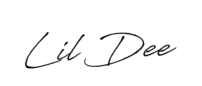 Similarly Antro_Vectra_Bolder is the best handwritten signature design. Signature creator online .You can use it as an online autograph creator for name Lil Dee. Lil Dee signature style 7 images and pictures png