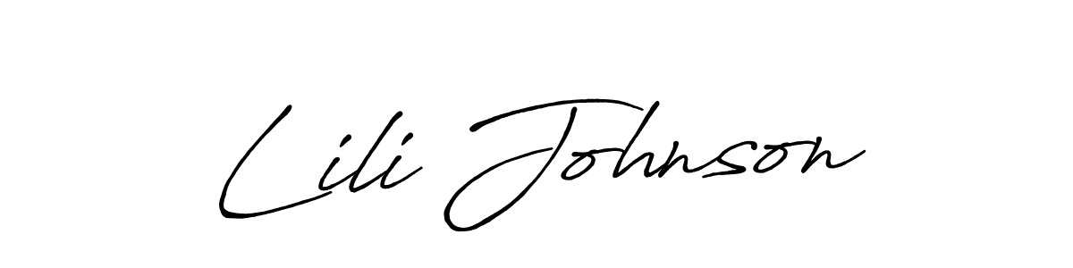The best way (Antro_Vectra_Bolder) to make a short signature is to pick only two or three words in your name. The name Lili Johnson include a total of six letters. For converting this name. Lili Johnson signature style 7 images and pictures png