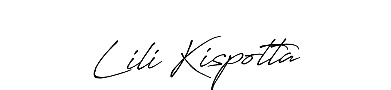 How to make Lili Kispotta name signature. Use Antro_Vectra_Bolder style for creating short signs online. This is the latest handwritten sign. Lili Kispotta signature style 7 images and pictures png