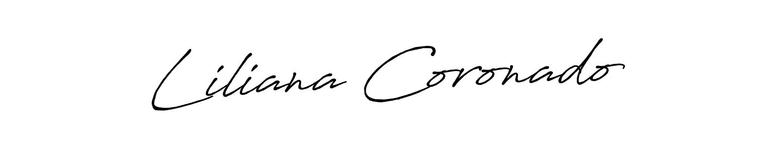 How to make Liliana Coronado name signature. Use Antro_Vectra_Bolder style for creating short signs online. This is the latest handwritten sign. Liliana Coronado signature style 7 images and pictures png