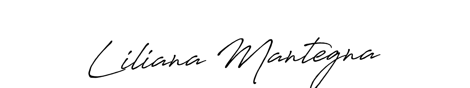 How to make Liliana Mantegna name signature. Use Antro_Vectra_Bolder style for creating short signs online. This is the latest handwritten sign. Liliana Mantegna signature style 7 images and pictures png