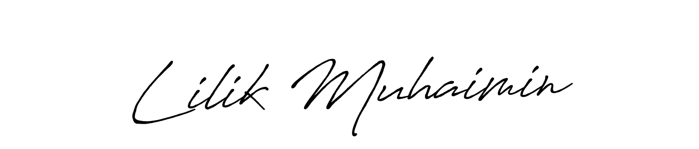 You should practise on your own different ways (Antro_Vectra_Bolder) to write your name (Lilik Muhaimin) in signature. don't let someone else do it for you. Lilik Muhaimin signature style 7 images and pictures png