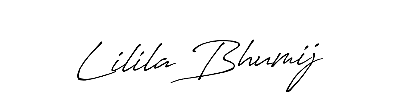 The best way (Antro_Vectra_Bolder) to make a short signature is to pick only two or three words in your name. The name Lilila Bhumij include a total of six letters. For converting this name. Lilila Bhumij signature style 7 images and pictures png