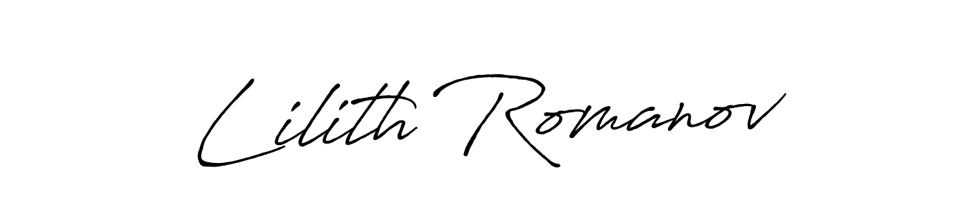 Create a beautiful signature design for name Lilith Romanov. With this signature (Antro_Vectra_Bolder) fonts, you can make a handwritten signature for free. Lilith Romanov signature style 7 images and pictures png